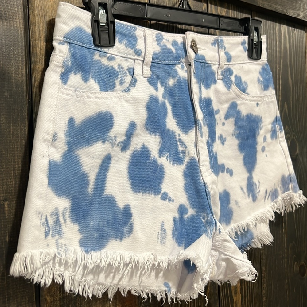 Show Me Your Mumu High‎ Rise Tie Dye Denim Cutoff Shorts Size 25 - Picture 2 of 10